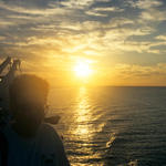 Sonnenuntergang auf Baja Ferries im Golf von Kalifornien